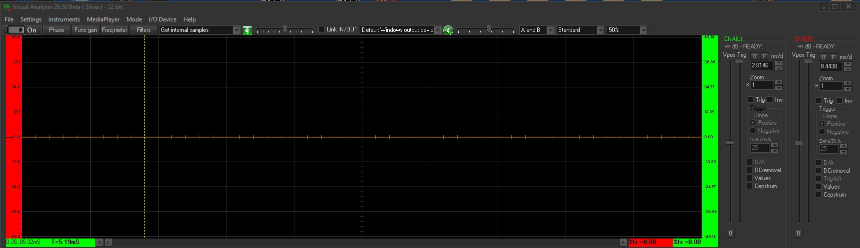 Visual Analyser oscilloscope controls
